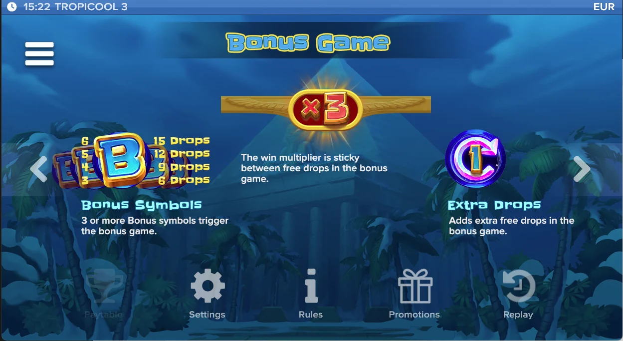 Tropicool 3 bonusspel functies