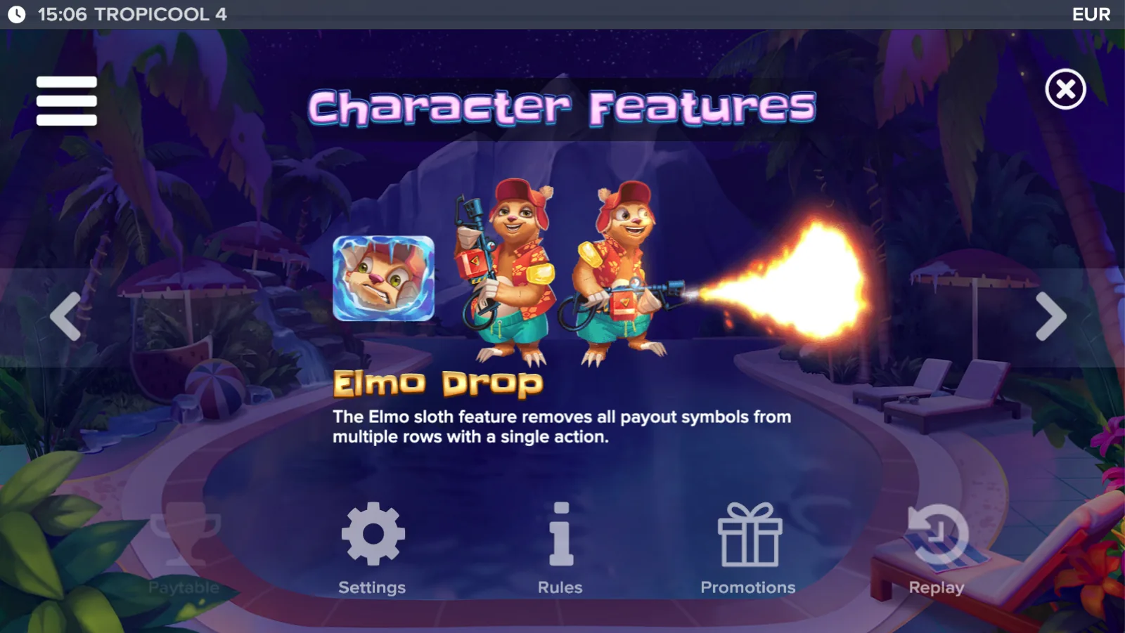Tropicool 4 Elmo drop functie